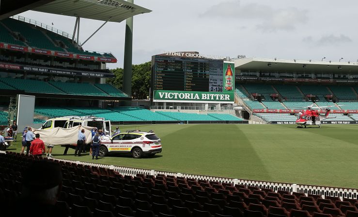 The batsman was taken from the Sydney Cricket Ground to the city's St Vincent's Hospital. 