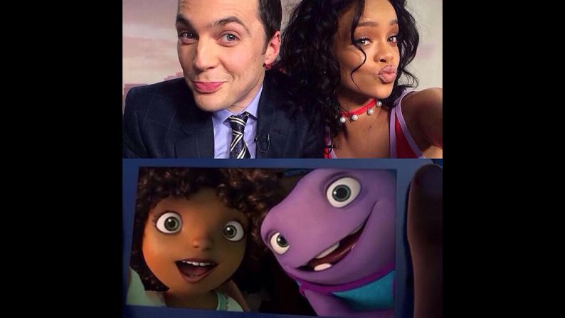 "Me & Jim Parsons living dat #AnimationLife!!!" <a href="http://instagram.com/p/vy15tXBM6r/?modal=true" target="_blank" target="_blank">wrote singer and actress Rihanna</a> on Monday, November 24. The two stars voiced characters on the upcoming film "Home."