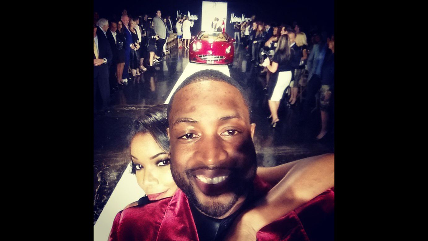 Basketball star Dwyane Wade and his wife, actress Gabrielle Union, <a href="http://instagram.com/p/vkQgAwlCH1/?modal=true" target="_blank" target="_blank">pose for a selfie</a> Tuesday, November 18, during A Night on the RunWade, a fashion show in Miami that raised money for charity.