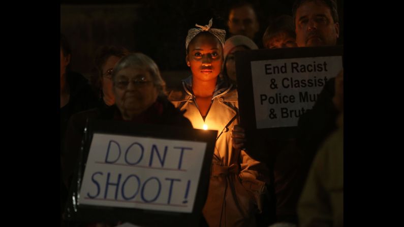 Protesters gather in Eugene, Oregon, on November 25.