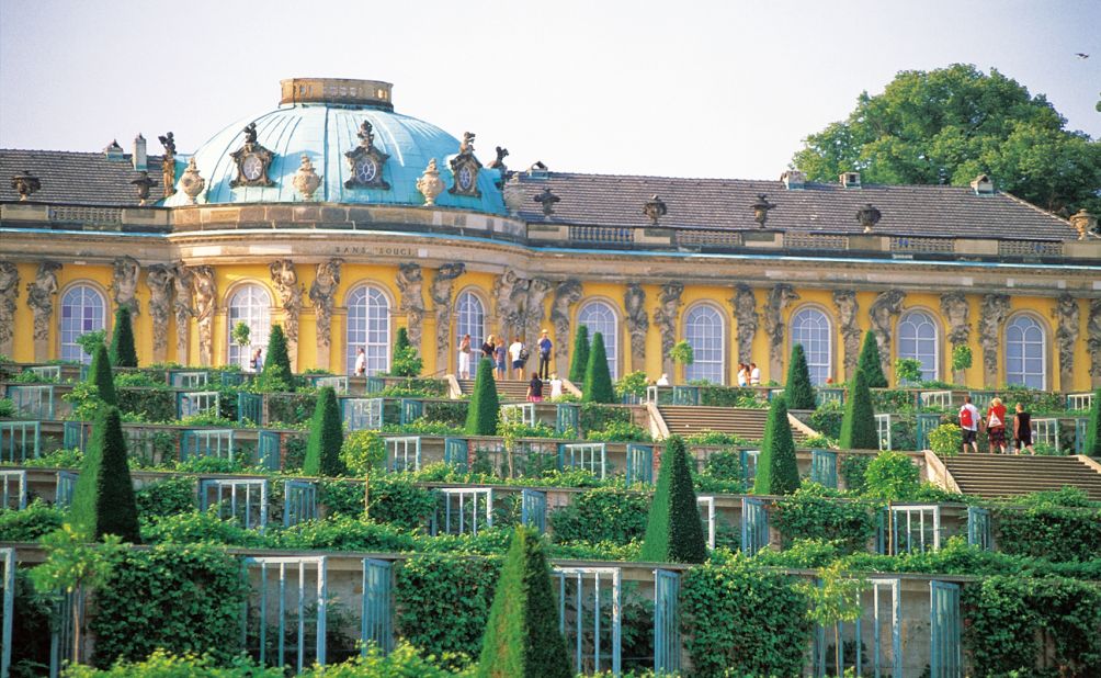 <strong>Potsdam: Sanssouci Palace: </strong>The Sanssouci Palace is a Rococo villa with a grand, terraced vineyard to the south and sweeping views of the surrounding countryside.