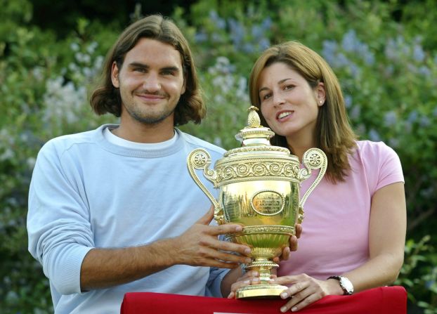 Mirka -- seen here celebrating her husband's first Wimbledon title in 2003 -- gave birth to twin boys Lenny and Leo in May.