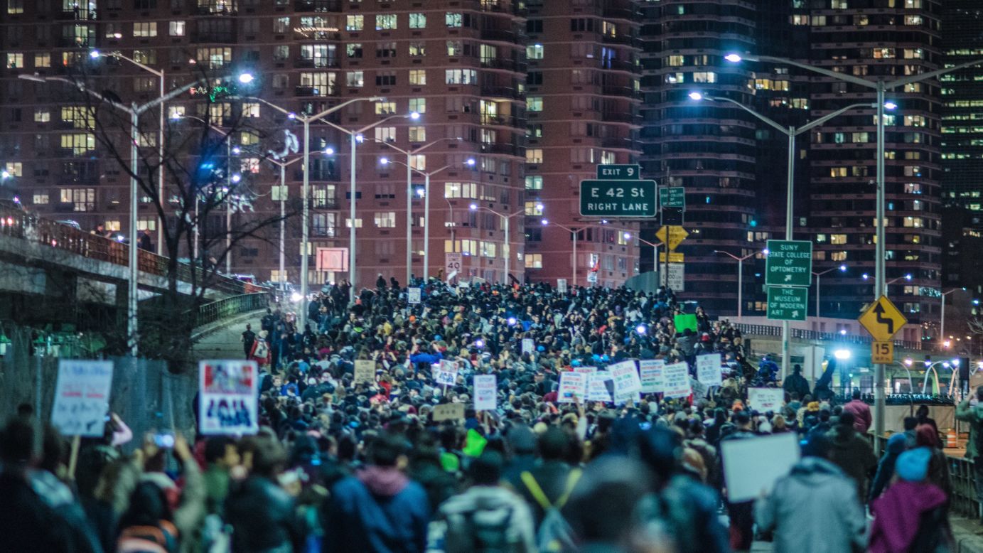 Thousands of protesters take to New York's streets Tuesday, November 25, following a grand jury's decision not to indict Ferguson, Missouri, police officer Darren Wilson for the shooting death of Michael Brown. The decision <a href="http://www.cnn.com/2014/11/25/justice/gallery/national-ferguson-protests/index.html">sparked demonstrations across the country.</a>