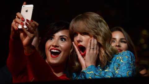 Recording artists Demi Lovato, left, and Taylor Swift take a selfie at the MTV Video Music Awards on Sunday, August 24. Lovato <a href="http://instagram.com/p/sGsETpOKp6/?modal=true" target="_blank" target="_blank">posted the selfie</a> to her Instagram account.