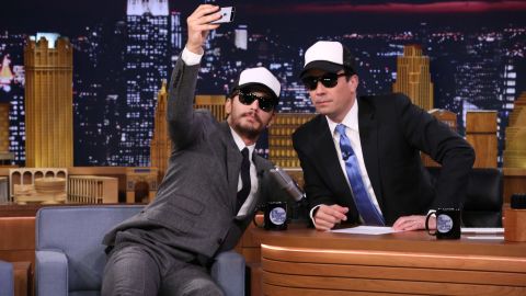 Actor James Franco snaps a selfie with host Jimmy Fallon on a "Tonight Show" episode Monday, July 28.