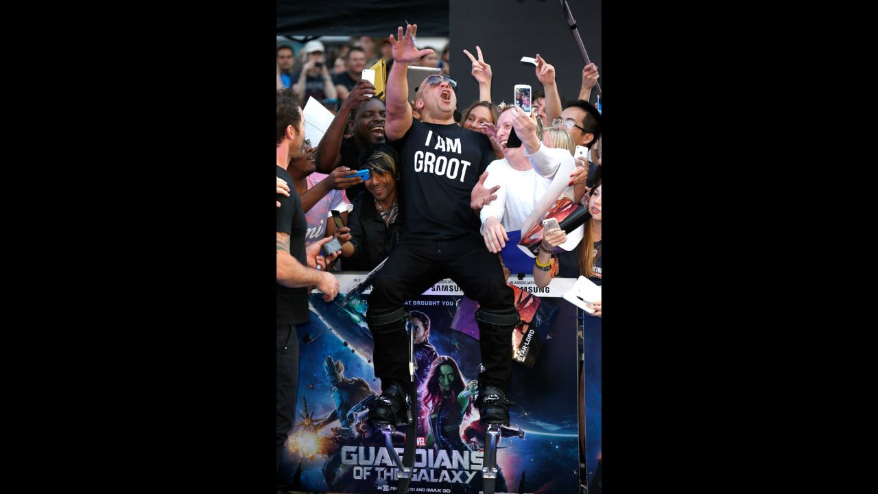 Actor Vin Diesel attends a "Guardians of the Galaxy" premiere in London on Thursday, July 24