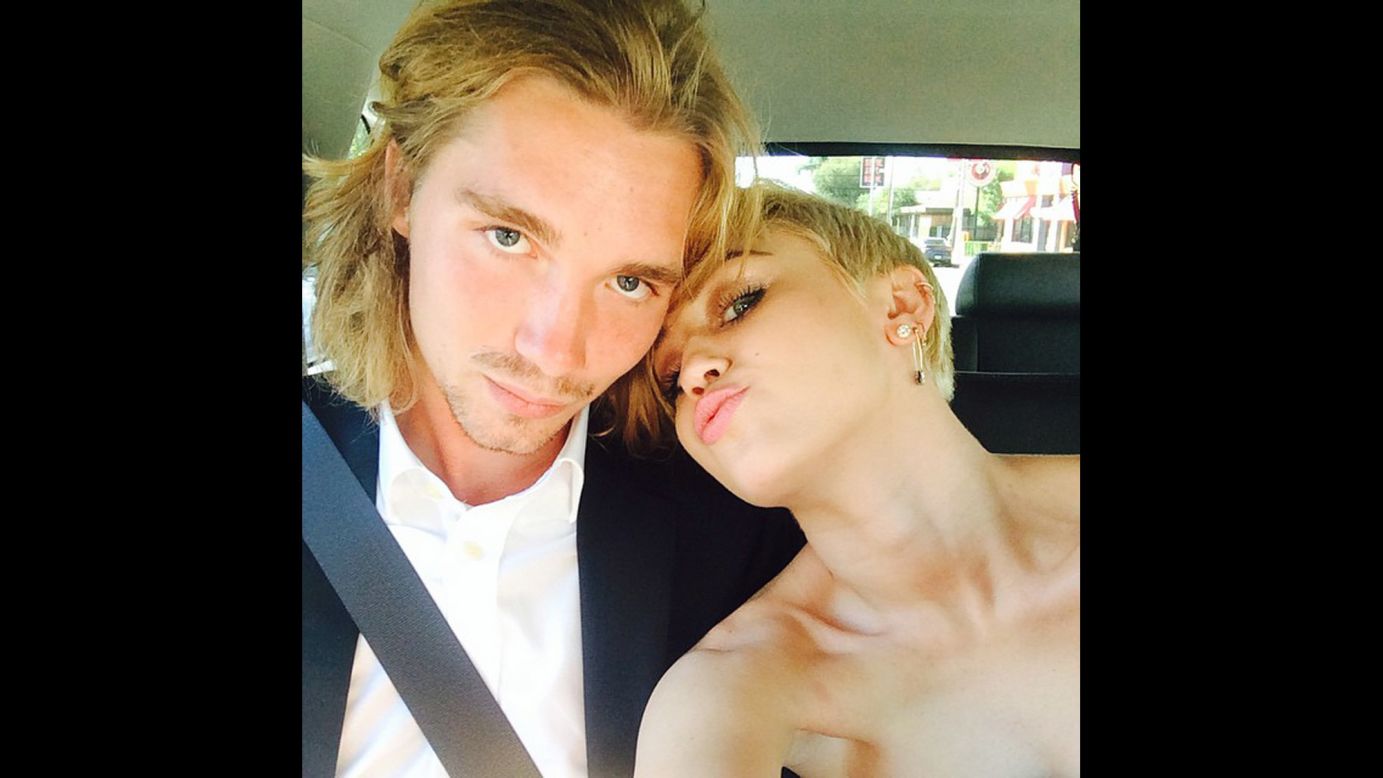 Miley Cyrus was excited about Jesse Helt escorting her to the<a href="http://www.cnn.com/2014/08/25/showbiz/gallery/mtv-vmas-2014/"> MTV Video Music Awards</a> on Sunday, August 24. She <a href="http://instagram.com/p/sGodKewzB8/?modal=true" target="_blank" target="_blank">posted their picture on social media</a> with the caption "My date :) #jesse #myfriendsplace #mtvVMAs2014." Helt, who said he was homeless, <a href="http://www.cnn.com/2014/08/27/showbiz/miley-cyrus-homeless-date/">accepted one of Cyrus' awards</a> "on behalf of the 1.6 million runaways and homeless youths in the United States who are starving, lost and scared for their lives right now."
