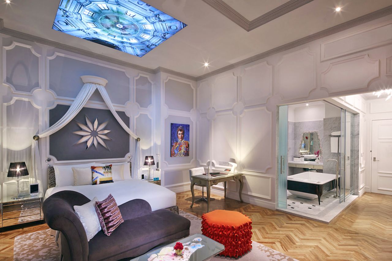 Sofitel So Singapore offers a refreshing splash of textures and colors. Karl Lagerfeld designed elements of the hotel and each room is fitted with iPad minis and iPhones.