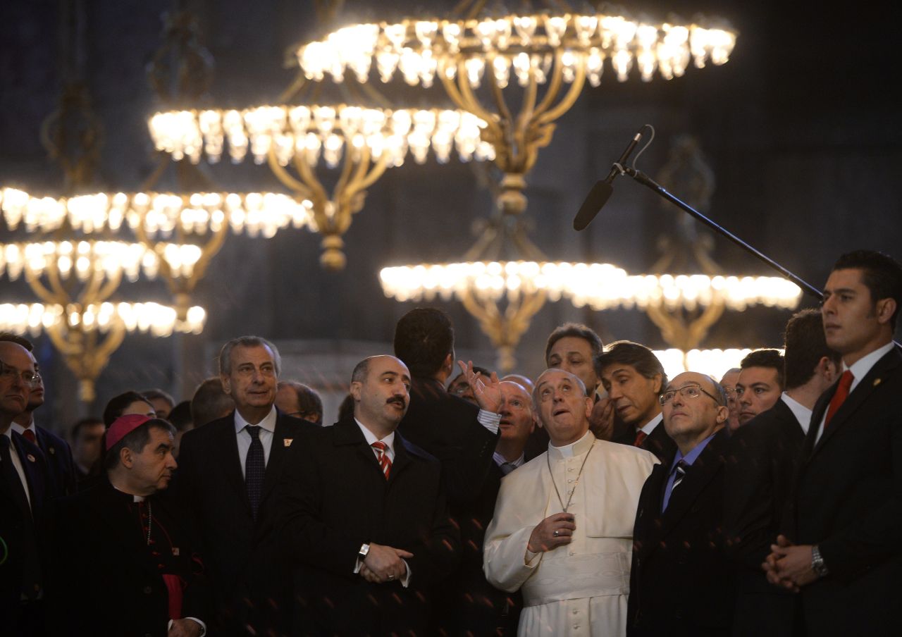 Pope Francis visits the <a href="http://ayasofyamuzesi.gov.tr/en" target="_blank" target="_blank">Hagia Sophia Museum</a> in Istanbul on November 29. 