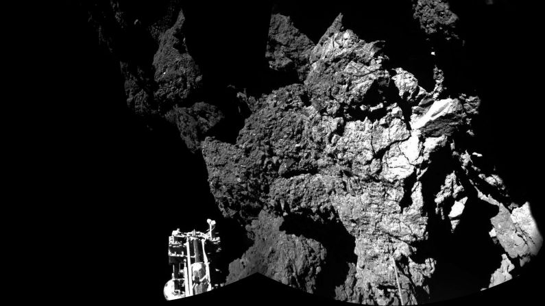 <strong>November 13:</strong> A handout photo provided by the European Space Agency shows the surface of the 67P/Churyumov-Gerasimenko comet as seen from the Philae lander <a href="http://www.cnn.com/2014/01/17/tech/gallery/rosetta-the-comet-chaser/index.html">that landed on the comet's surface.</a> Philae became the first manmade craft to ever land on a comet. It is a miniature laboratory that will gather data on the comet, which is about 310 million miles from Earth.