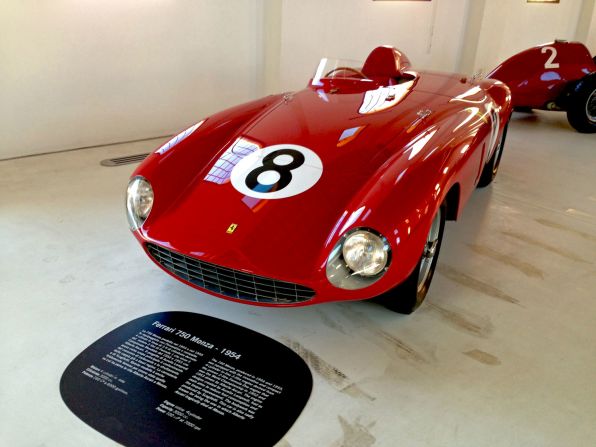 A 1954 Ferrari 750 Monza, at the Enzo Ferrari Museum, Modena. The museum tells the life story of the Ferrari founder through a marvelous collection of the cars he drove and created.