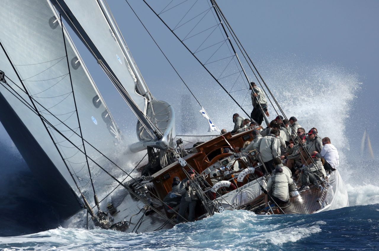 In very rough seas at the Voiles de Saint Tropez, this on-board shot left the photographer wet but delighted with the result.<br />