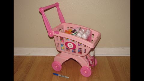 The Shopping Cart Playset has a small set of eggs and lemons that look like they should be eaten and are small enough to be a <a href="http://www.healthychildren.org/English/health-issues/injuries-emergencies/Pages/Choking-Prevention.aspx" target="_blank" target="_blank">choking hazard.</a>