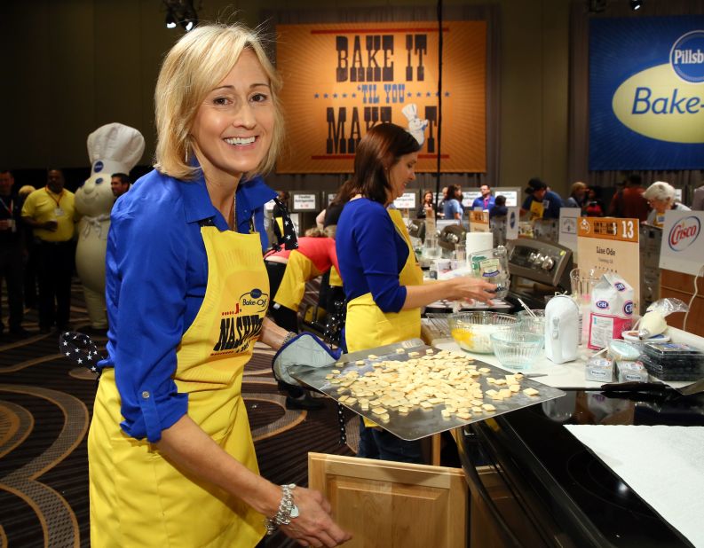 Beth Royals smiles while preparing her grand-prize-winning treat: Peanutty Pie Crust Clusters for the Simply Sweet Treats Category.