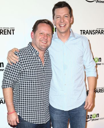 In November 2014, "Will and Grace" star Sean Hayes, right, tied the knot with music producer Scott Icenogle. "Here's a ‪#‎TBT‬ photo of Scotty and me getting married last week," <a href="index.php?page=&url=https%3A%2F%2Fwww.facebook.com%2F235697306486594%2Fphotos%2Fa.235717159817942.57945.235697306486594%2F789737024415950%2F%3Ftype%3D1" target="_blank" target="_blank">Hayes shared on Facebook</a>. "Took us 8 years but we did it!"