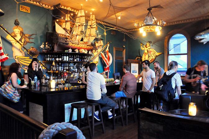 Mermaid is a maritime-themed bar inside Lefty's. "Mermaid is my favorite place in the bar," says owner Webb. "It's a lot of loud fun out there at Lefty's sometimes and this is like my escape."