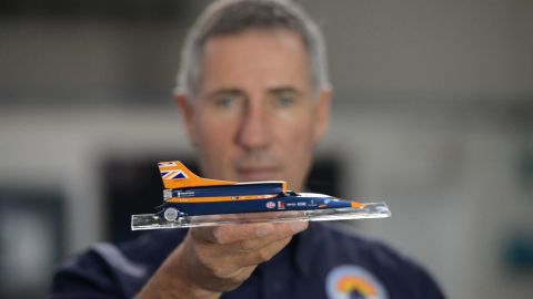 Team leader Andy Green holds a model of the Bloodhound SSC. All going well, the supersonic car will attempt to reach 1000mph in South Africa in 2016.