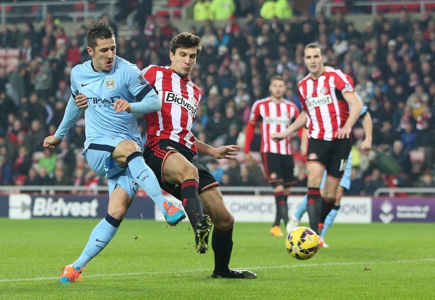 Stevan Jovetic scored City's second to give the visiting side a 2-1 lead at halftime.