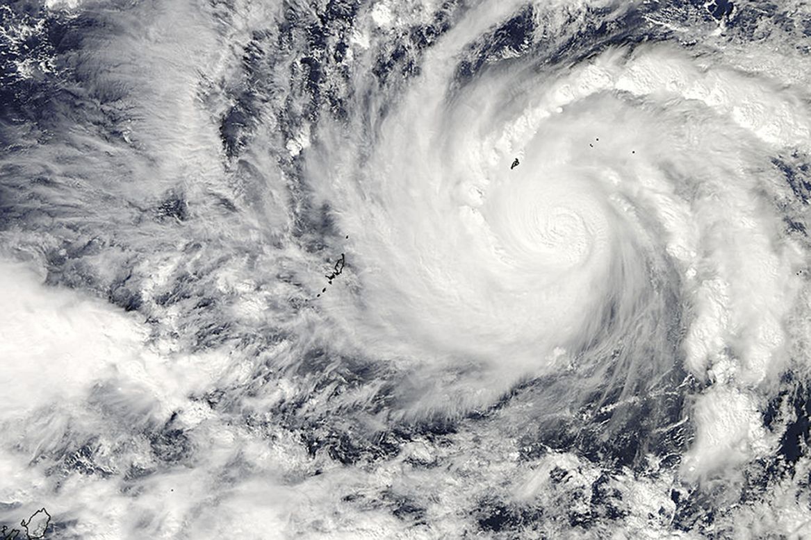 This image captured by NASA's Aqua satellite shows Typhoon Hagupit on Wednesday, Dec. 3, 2014 at 04:30 UTC in the western Pacific Ocean. The Philippines weather bureau is advising the public to brace for Typhoon Hagupit which continues to head towards the country. 