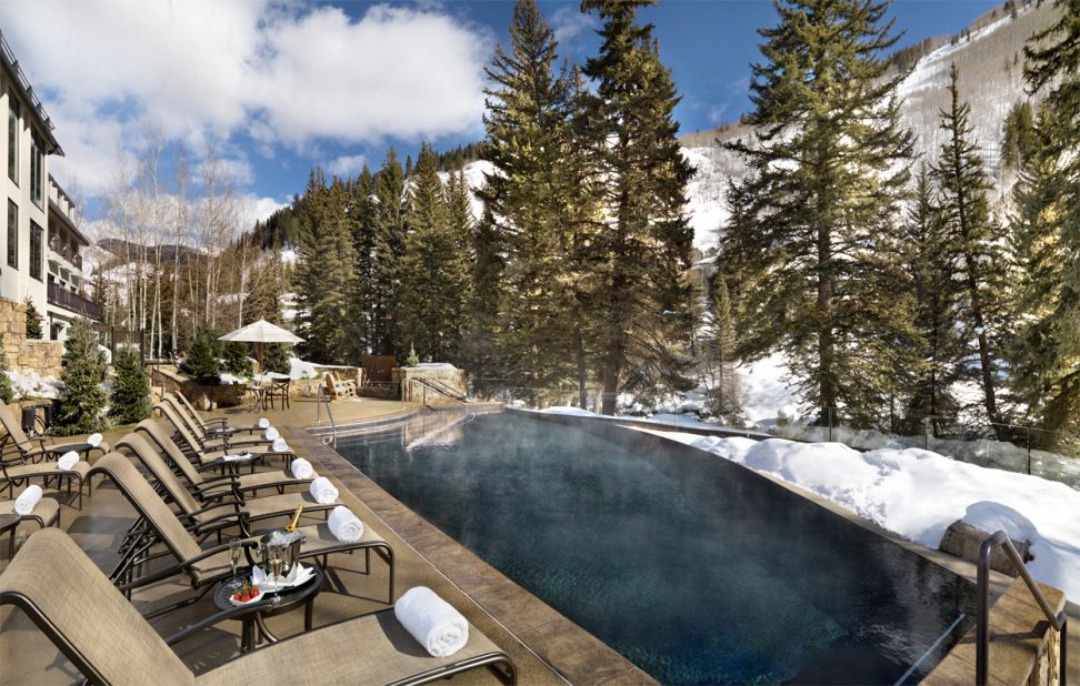 Poolside at the Vail Cascade Resort & Spa in Colorado. The resort's Fireside Bar has a menu devoted to craft beers.