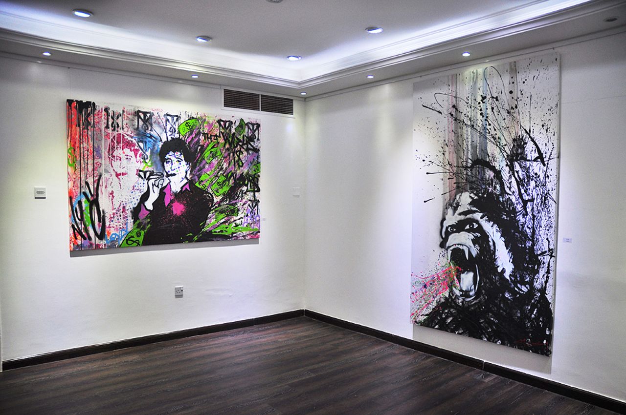 New Yorker Skott Marsi displayed his solo show "Pollock Like Banksy" at Street Art Gallery last month. Can you guess which two famous artists he took inspiration from?