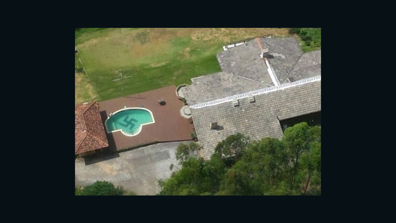Police helicopter spots swastika in the bottom of a pool in southern Brazil