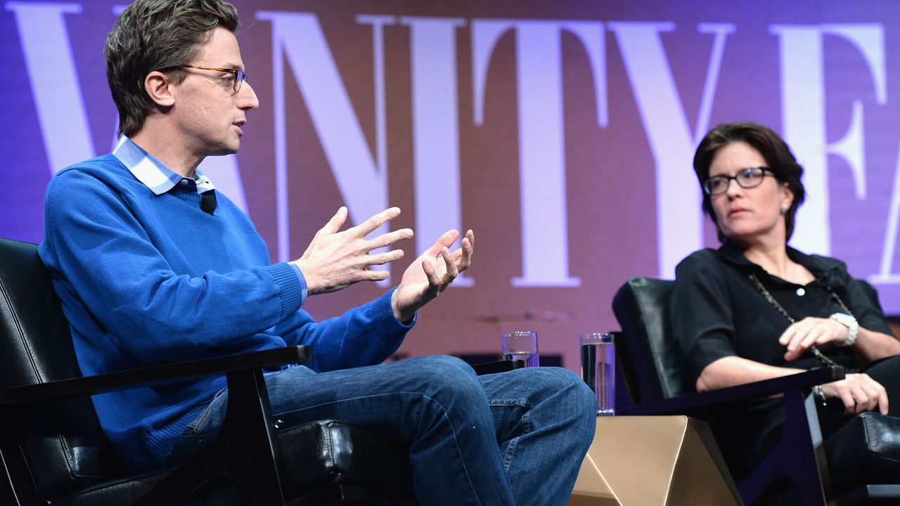 Buzzfeed CEO Jonah Peretti speaks with Re/code editor Kara Swisher during an October Vanity Fair event in San Francisco.
