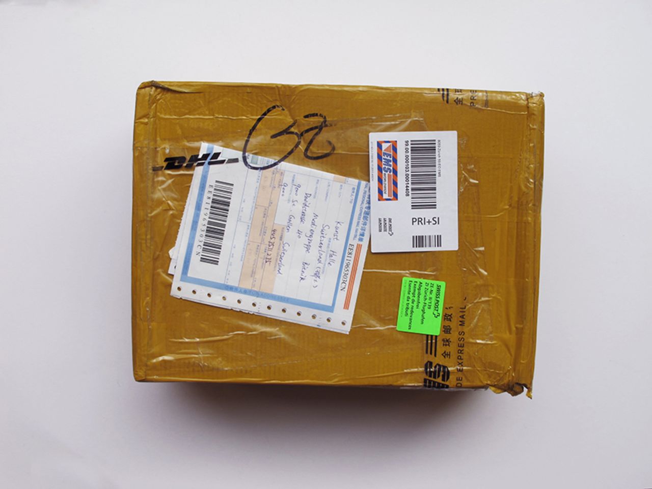 This parcel contains a pair of Nike shoes, bought from China for $75.