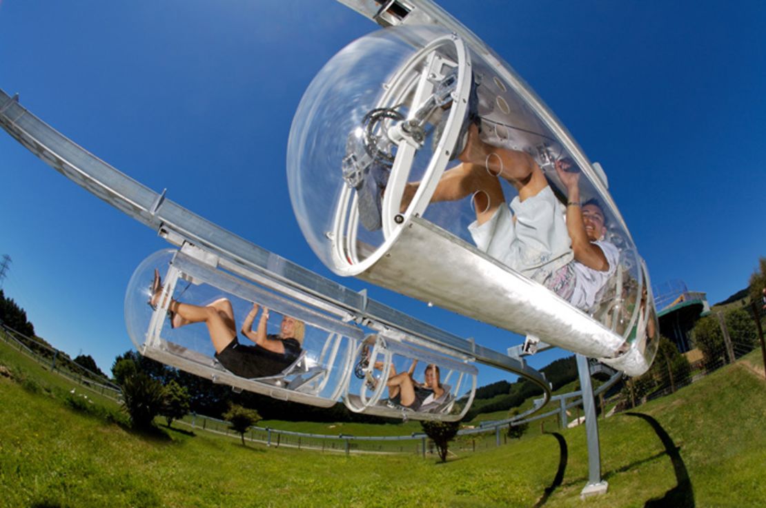 With Shweeb, pods hang from an elevated track that, theoretically, would stretch to destinations throughout a city.