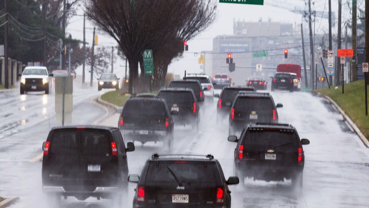 The President traveled via motorcade to Walter Reed National Military Medical Center.