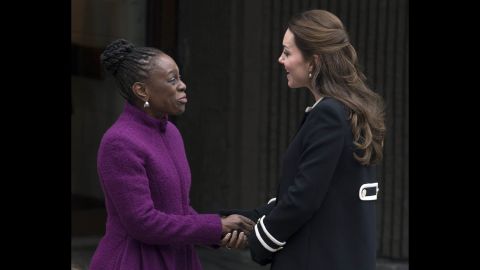 McCray shakes hands with Kate outside the Northside Center on December 8.