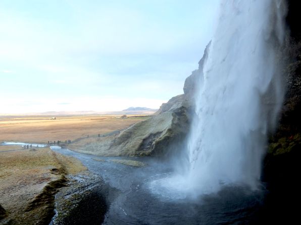 Beneath Eyjafjallajokull volcano, the waterfall at Seljalandfoss is a 60-meter curtain of icy cascading water that it's possible to walk behind.