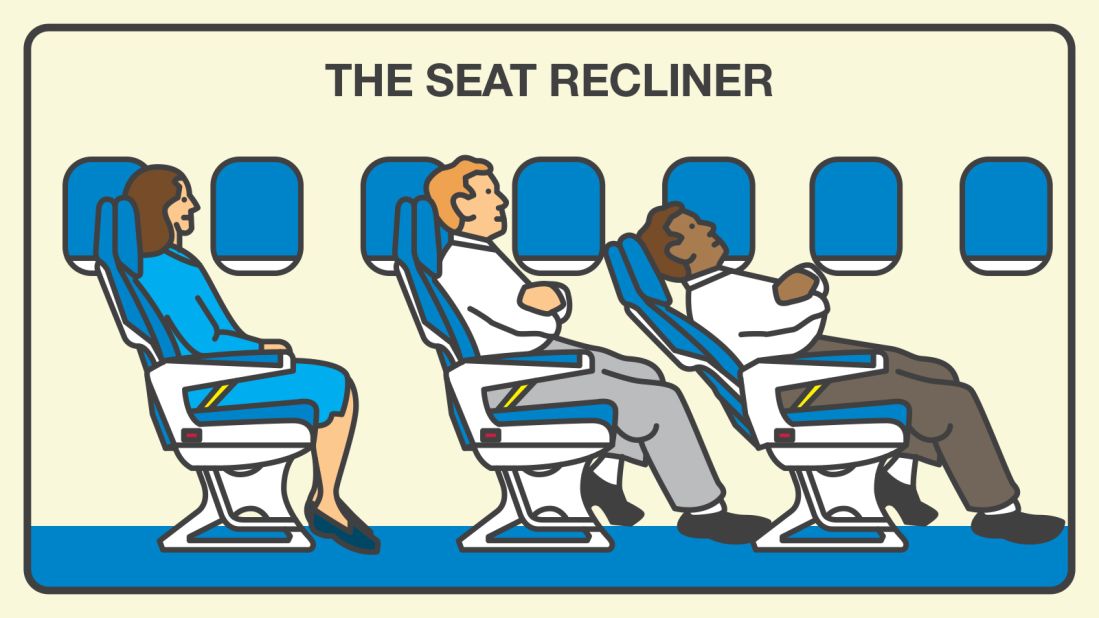 The seat-back guy, aka the seat recliner, doesn't care about the impact of his recline on the people behind him. That's why 37% of fliers are annoyed with you.