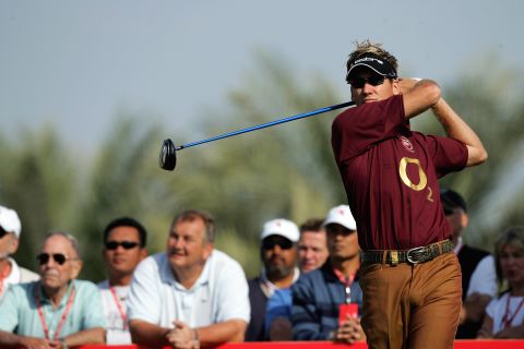 It was a whole other ball game when Poulter teed off in Abu Dhabi in 2006 wearing the shirt of his beloved football team Arsenal.