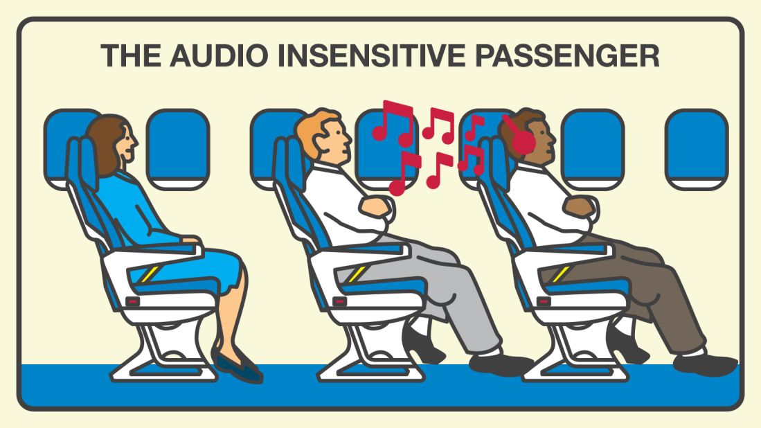 <strong>Audio assaults: </strong>Passengers who talk, play games or listen to their favorite songs or shows at top volume aggravate their neighbors.