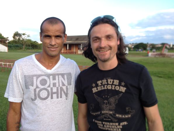 Pfannenstiel , here with former Brazil and Barcelona star Rivaldo, has used his contacts within the world of football to ensure he has copious amounts of support for his project.