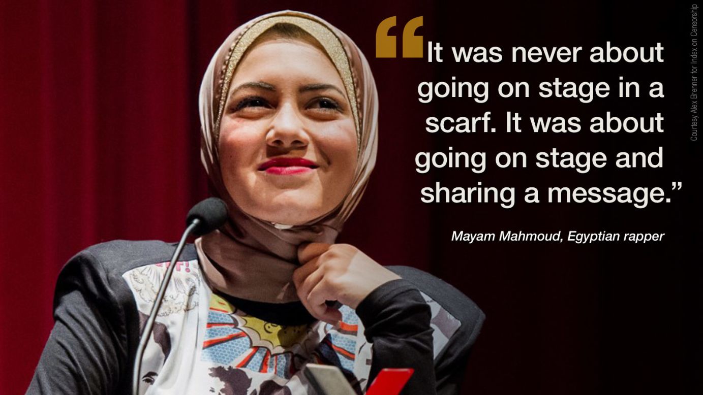 Early on in 2014, <a href="http://edition.cnn.com/2014/03/25/world/africa/female-egyptian-rapper-tackles-equality/index.html" target="_blank">18-year-old Egyptian rapper Mayam Mahmoud</a> came to London to receive the Index Freedom of Expression award for her work towards women's rights. Ahead of her win, she stopped by the CNN bureau to discuss why she refuses to accept that women in Egypt must be subservient to men. 