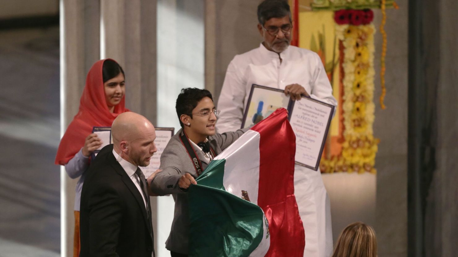 Oslo police say they arrested a Mexican citizen who interrupted the Nobel Peace Prize ceremony Wednesday.
