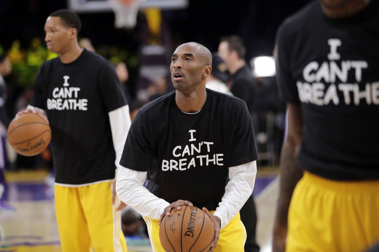 Kobe Bryant and the Los Angeles Lakers wear the shirts before a home game Tuesday, December 9.