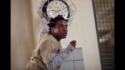 <strong>Outstanding performance by a female actor in a comedy series: Uzo Aduba</strong>, "Orange Is the New Black" (pictured); <strong>Julie Bowen</strong>, "Modern Family"; <strong>Edie Falco</strong>, "Nurse Jackie"; <strong>Julia Louis-Dreyfus</strong>, "Veep"; <strong>Amy Poehler</strong>, "Parks and Recreation."