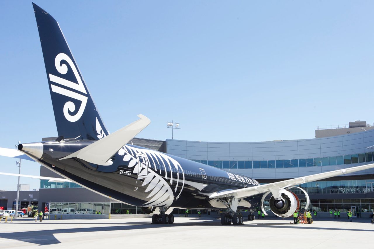 A next-generation Air New Zealand 787-9 Dreamliner sits in its stall at the Boeing Delivery Center, July 9, 2014 in Everett, Washington. It was the first delivery of the long-haul version of the 787. The aircraft features a fuselage 20 feet longer than the 787-8.