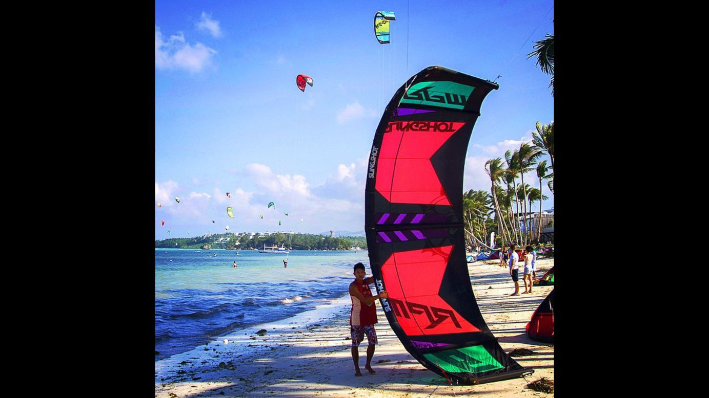 Located in Boracay, Philippines, the 2.5-kilometer Bulabog Beach welcomes a blustery monsoonal wind from November to April and is an ideal place for kite boarding and windsurfing.