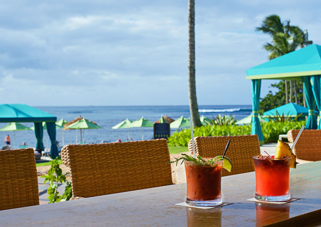 At Kauai's St. Regis Princeville Resort's Nalu Kai, drinks are made with fresh juice from local fruit like lilikoi and lychee.