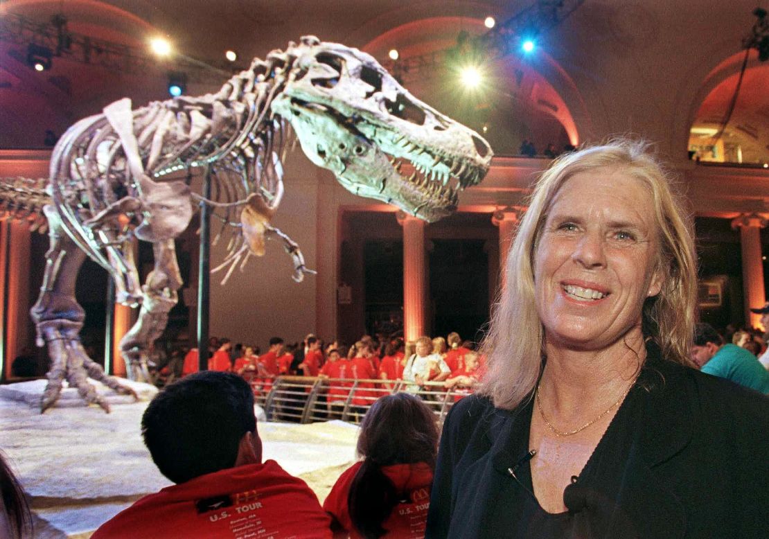 Paleontologist Sue Hendrickson at the 2000 unveiling of her T-Rex discovery
