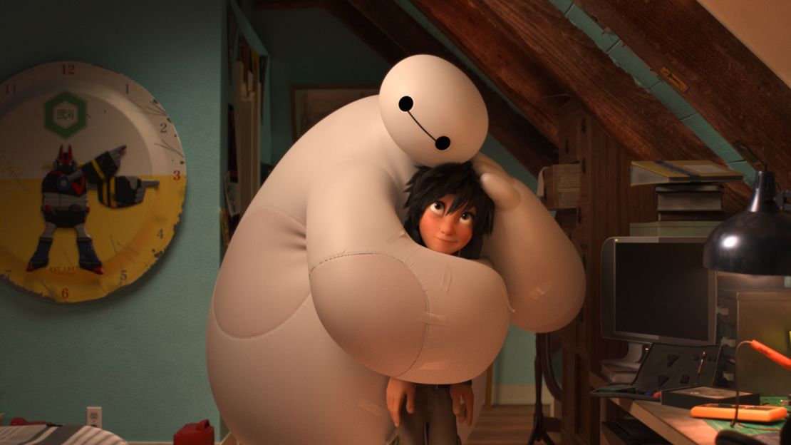 Baymax cuddles Hiro in "Big Hero 6"