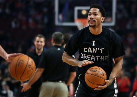 Chicago Bulls star Derrick Rose was the first major athlete to wear the shirt, making headlines Saturday, December 6, in Chicago. "I could care less about who else weighs in on this," he said. "Usually athletes tend to stay away from this, but I just felt as if I had to do something."