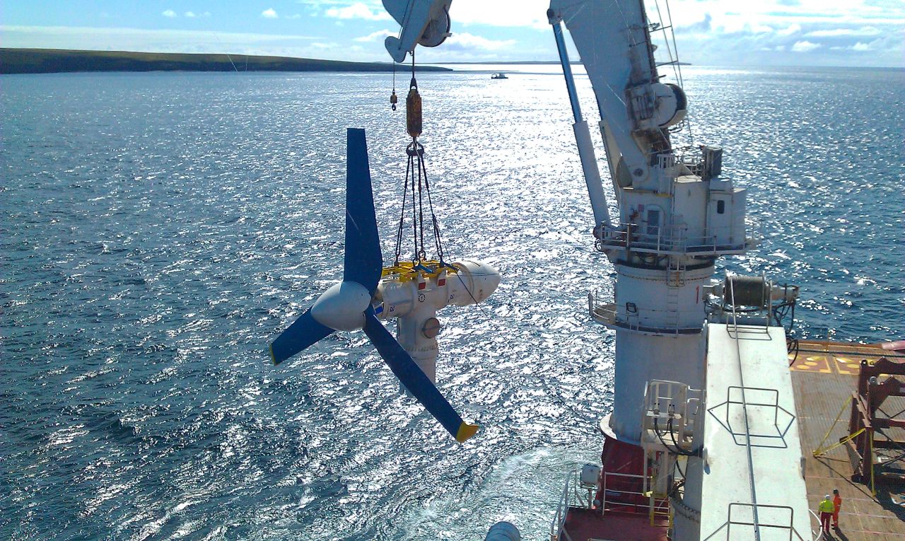 The company that is running the demonstration array of four turbines, Meygen, said the logistics infrastructure in Scotland for this type of renewable energy was excellent and that the region could soon benefit from a bonanza in tidal power. 