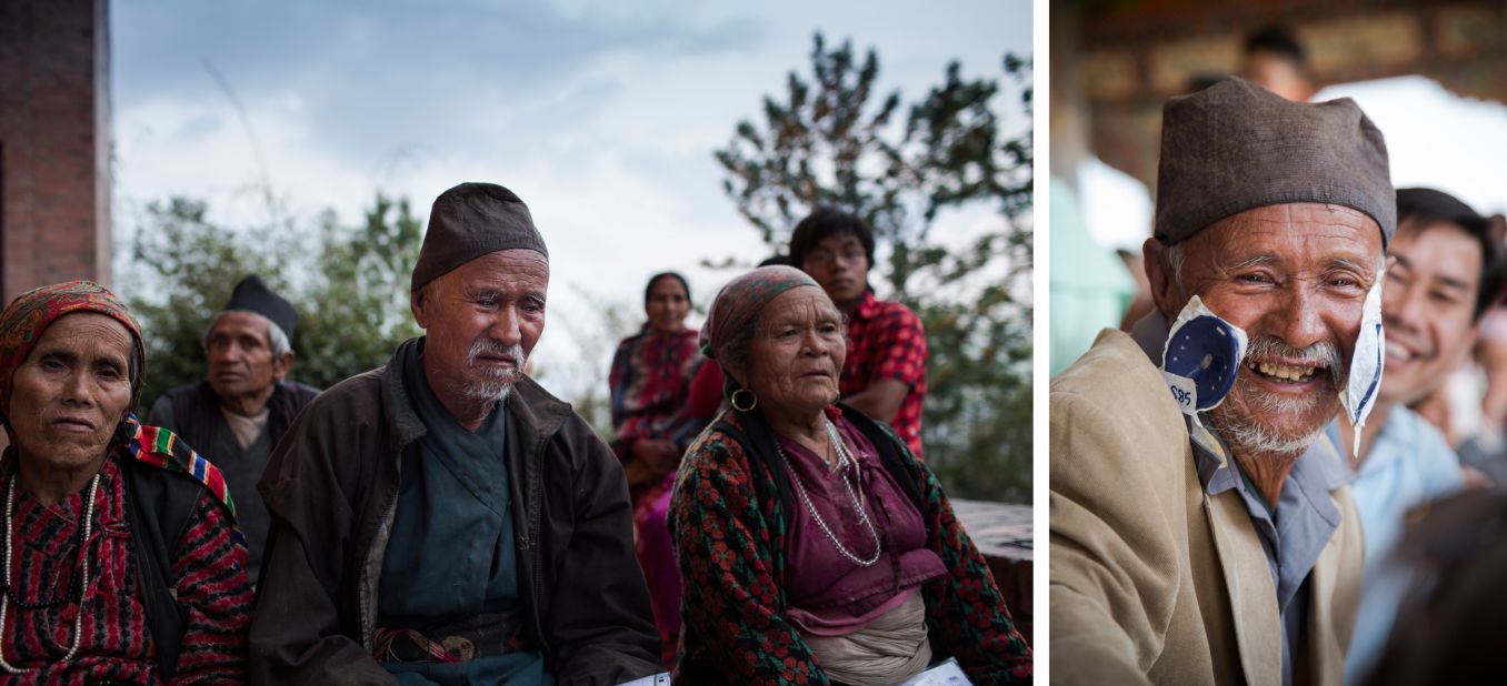 Lapka Tamang, 82, before and after his eye surgery in Pullahari Monastery on the outskirts of the Kathmandu Valley in Nepal. 