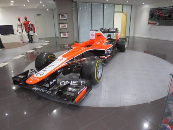 The defunct Marussia Formula One team is selling its assets in an online auction. The 2013 MR02 race car, with a dummy engine and gearbox, is one of the premium items up for sale.