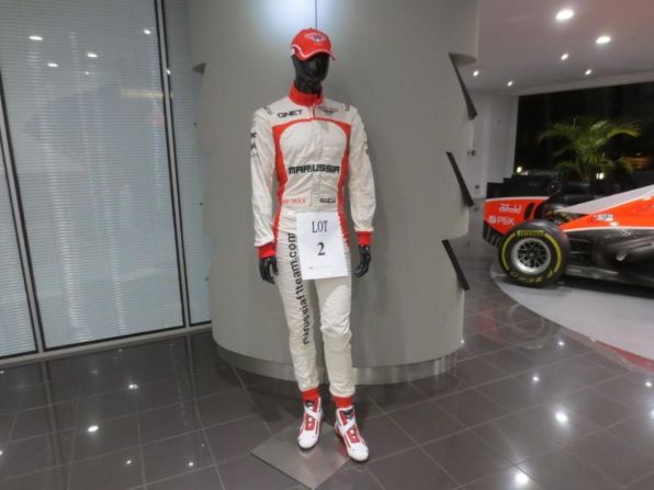 Max Chilton's race suit is one of the items being sold off. The British racing driver is one of 200 Marussia employees now without a job. 